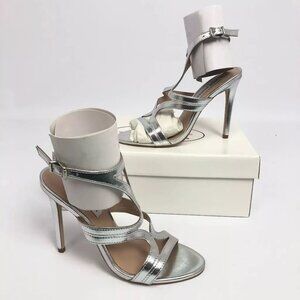 Steve Madden Womens Sidney Dress Sandals Silver Leather 5.5M
